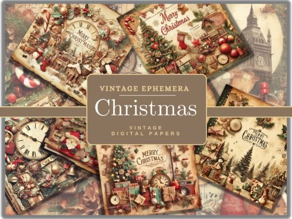 Download Vintage Ephemera Christmas Backgrounds - Christmas Collection