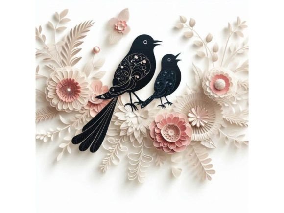 Download Birds with Soft 3D Floral Embellishments - Bird Collection
