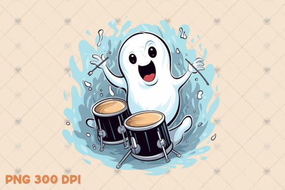 Download Cute Musician Ghost Illustration PNG - Illustration Collection