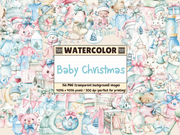 Download Baby Christmas Watercolor Clipart - Christmas Collection