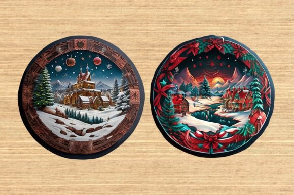 Download Circular Traditional Christmas Scene, - Christmas Collection