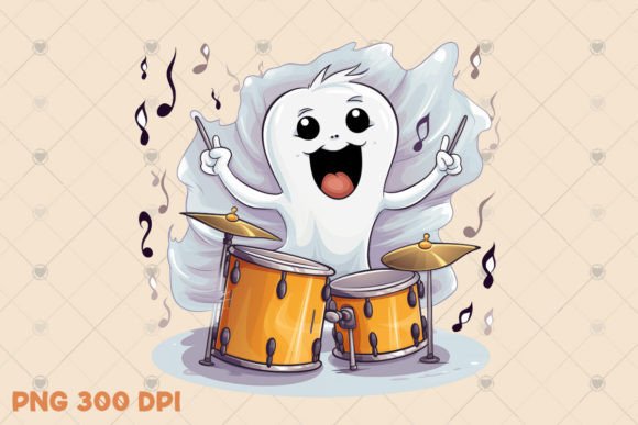 Download Cute Musician Ghost Illustration PNG - Illustration Collection