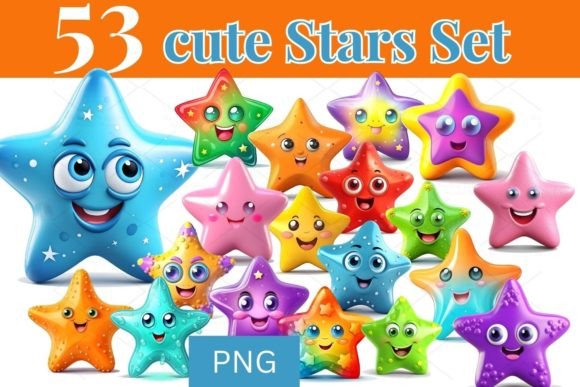 Download 53 Digital Cute Star Clip Art Set 709 - Clip art set Collection