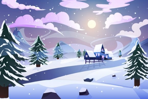 Download Winter Scene Flat Design Illustration - Illustration Collection