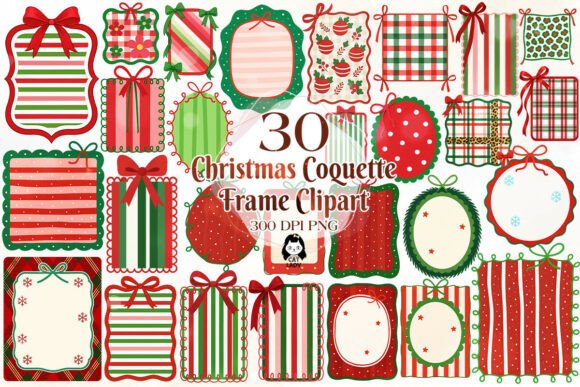 Download Coquette Christmas Frame Border Clipart - Christmas Collection