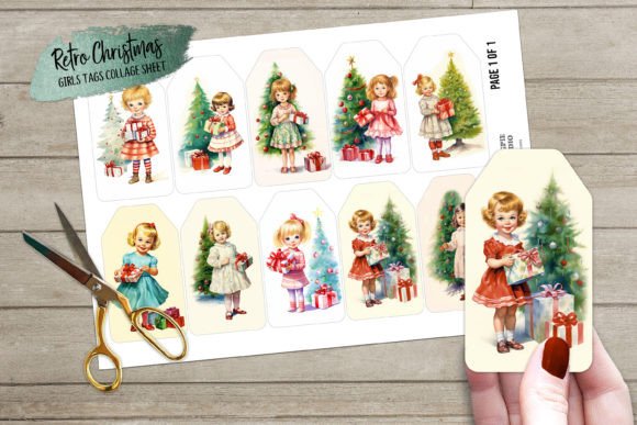 Download Retro Christmas Girls Gift Journal Tags - Christmas Collection