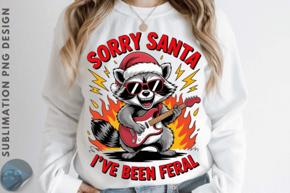 Download Funny Christmas Raccoon, Guitar Flames P - Christmas Collection