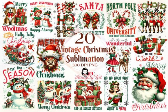 Download Vintage Retro Christmas Sublimation - Christmas Collection