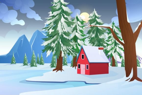 Download Winter Scene Flat Design Illustration - Illustration Collection