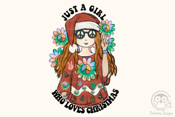 Download Hippie Girl Loves Christmas Sublimation - Premium Resources