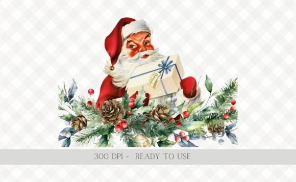 Download Christmas Vintage Santa Wreath PNG - Christmas Collection