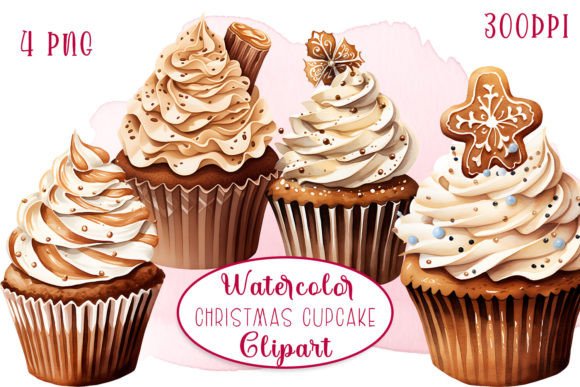 Download Christmas Cupcakes Watercolour Clipart - Christmas Collection