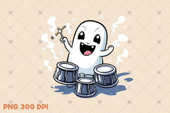 Download Cute Musician Ghost Illustration PNG - Illustration Collection