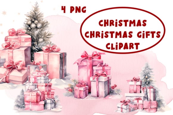 Download Pink Christmas Gifts Clipart Sublimation - Christmas Collection