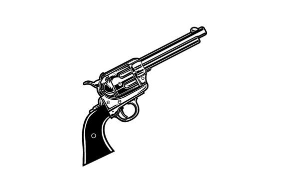 Download Old Revolver Vector Illustration Monochrome - Illustration Collection