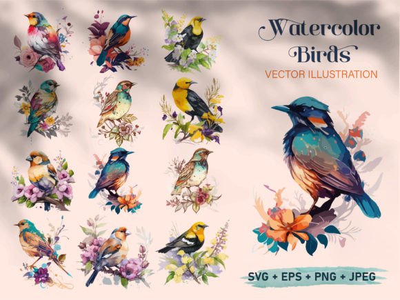 Download Watercolor Bird &amp; Sparrow Painting Set - Bird Collection