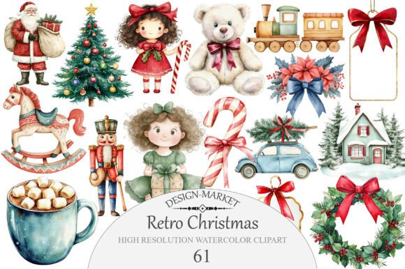Download Retro Christmas Clipart Bundle - Christmas Collection