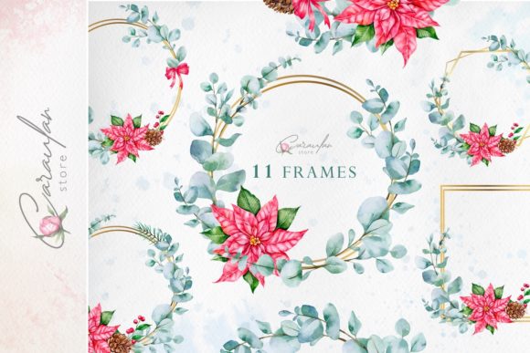 Download Christmas Frame Watercolor, Eucalyptus - Christmas Collection