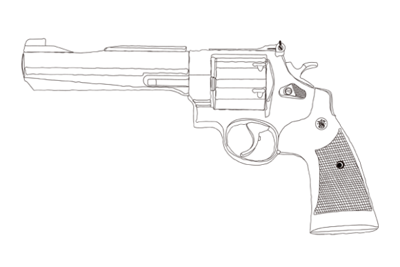 Download Illustration of Hand Drawing Revolver - Illustration Collection