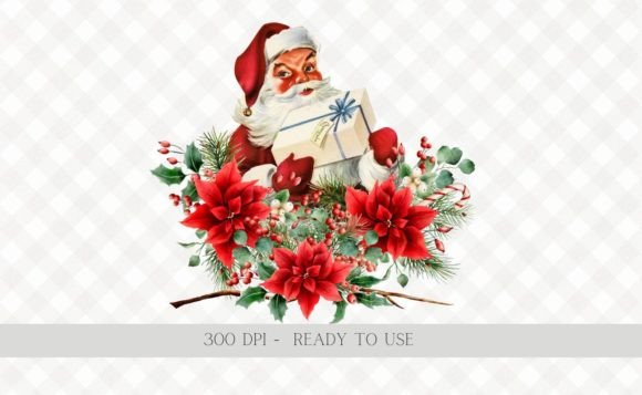 Download Christmas Vintage Santa Wreath PNG - Christmas Collection