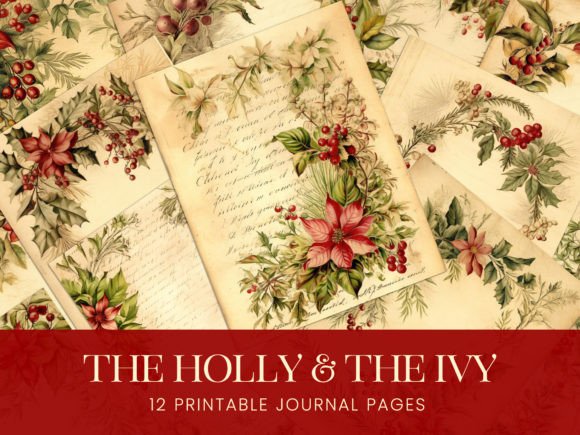 Download Antique Holly Ivy Christmas Journal Page - Christmas Collection