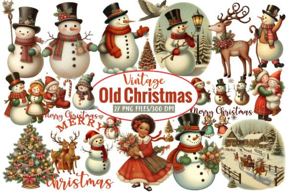 Download Vintage Old Christmas Clipart Bundle - Christmas Collection