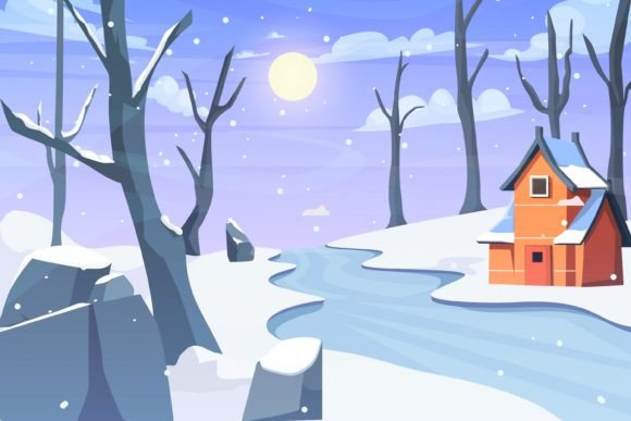Download Winter Scene Flat Design Illustration - Illustration Collection